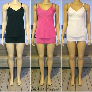 3 Crinkle Ruched Pleated Camisole Tank Tops